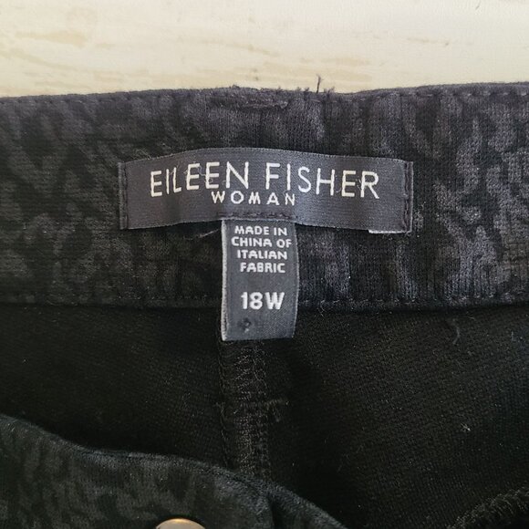 Eileen Fisher Black Filigree Printed Ponte Knit Pants 18W Classic Staple - Picture 3 of 9